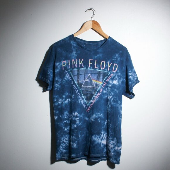 Pink Floyd Shirt Men Small Blue Dyed 1973 London UK Tour Tee - Picture 1 of 6